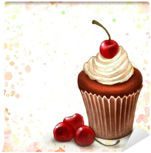 Cherry Chocolate Cupcake On Watercolor Background Wall - Sweeter Than Chocolate: Developing A Healthy Addiction (400x400), Png Download
