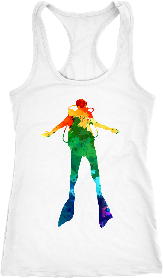 Watercolor Scuba Diver Racerback Tank Top - Scuba Diver Beach Towel (1024x1024), Png Download
