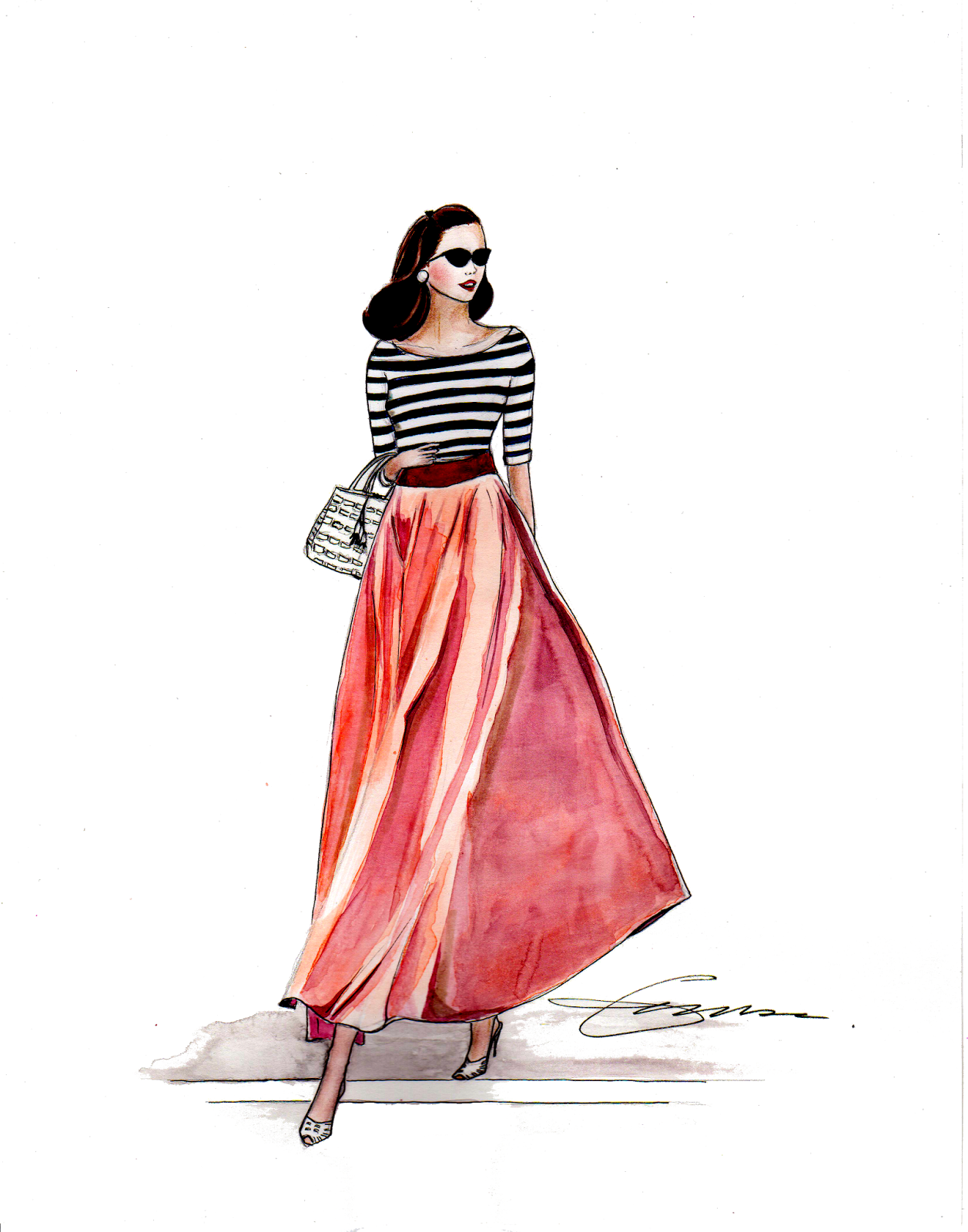 Fashion Illustration-sample - A-line (1257x1600), Png Download