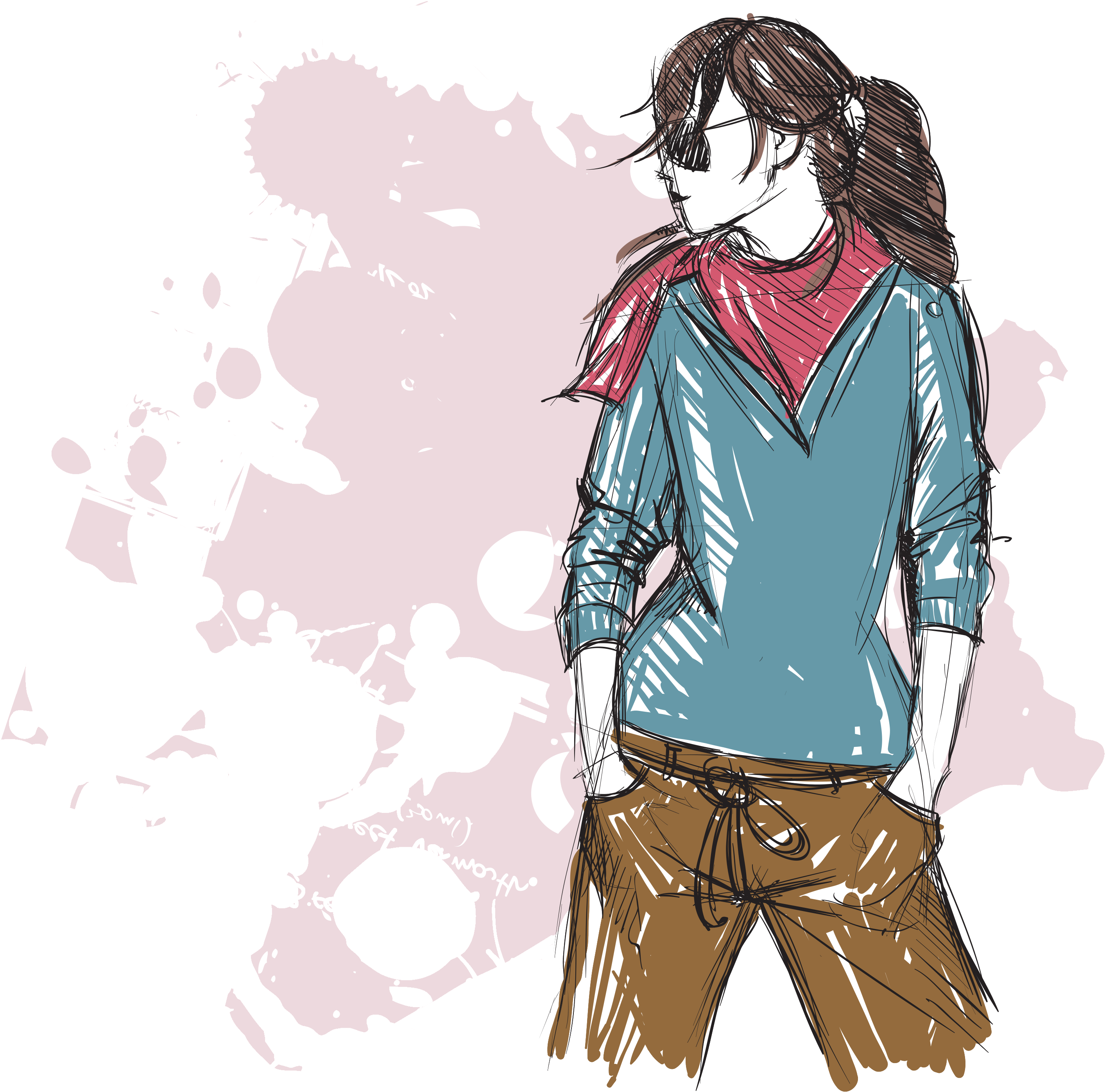 Fashion Girl Png Pic - Sketch (3000x3000), Png Download