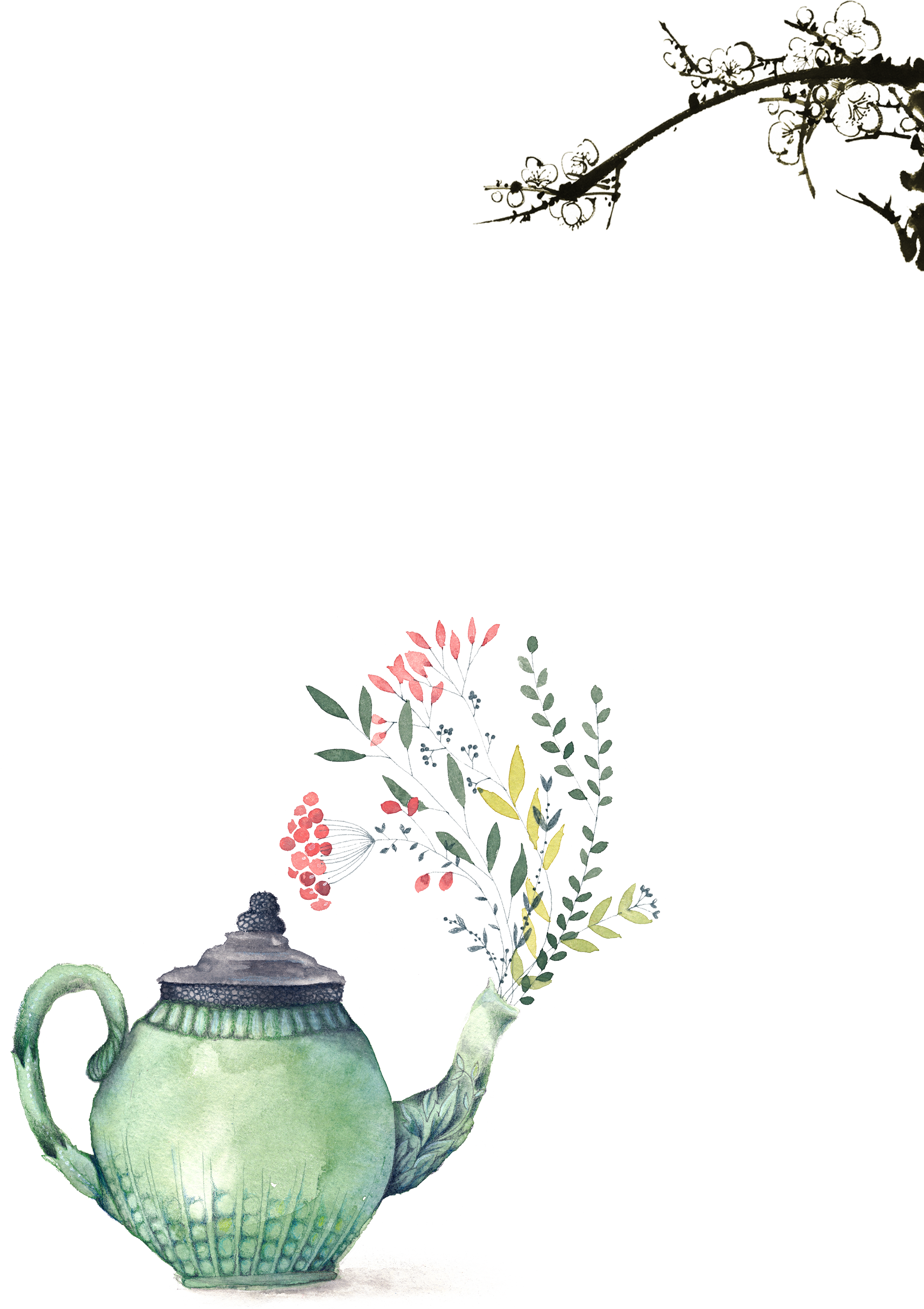 Painting Printmaking Illustration Floral - Watercolor Teapot Teapot Illustration (2378x3368), Png Download