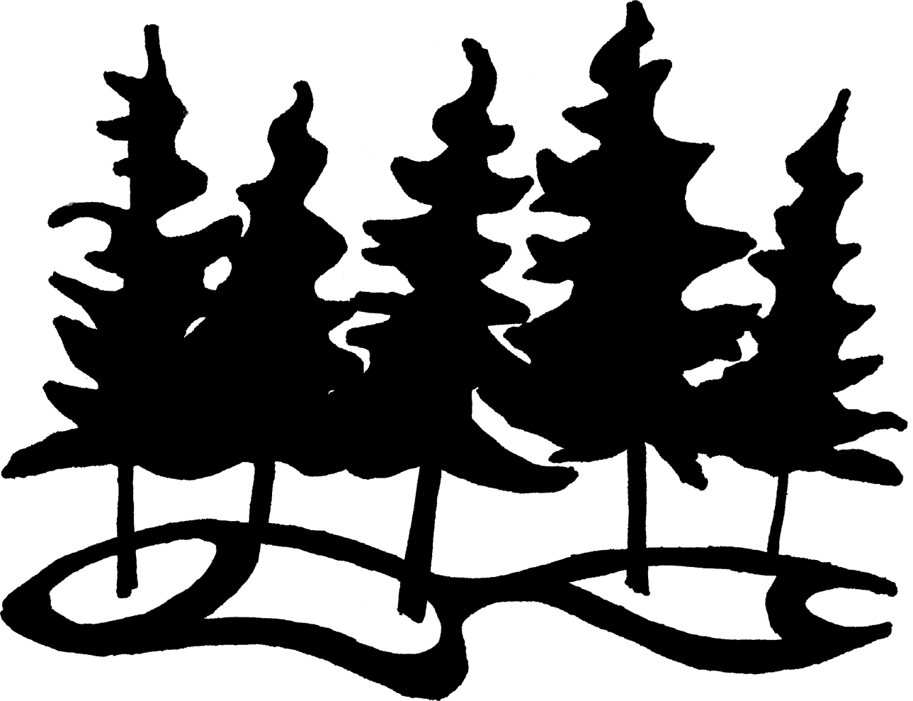 Clip Art Black And White Nature Clipart Kid - Forest Clip Art Bw (1289x989), Png Download