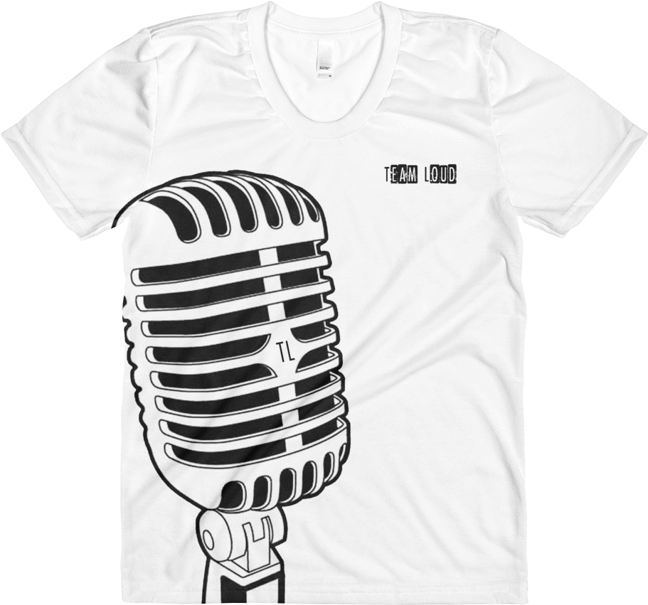 Vintage Microphone Women's T-shirt - Microphone Line Drawing Png (1000x1000), Png Download
