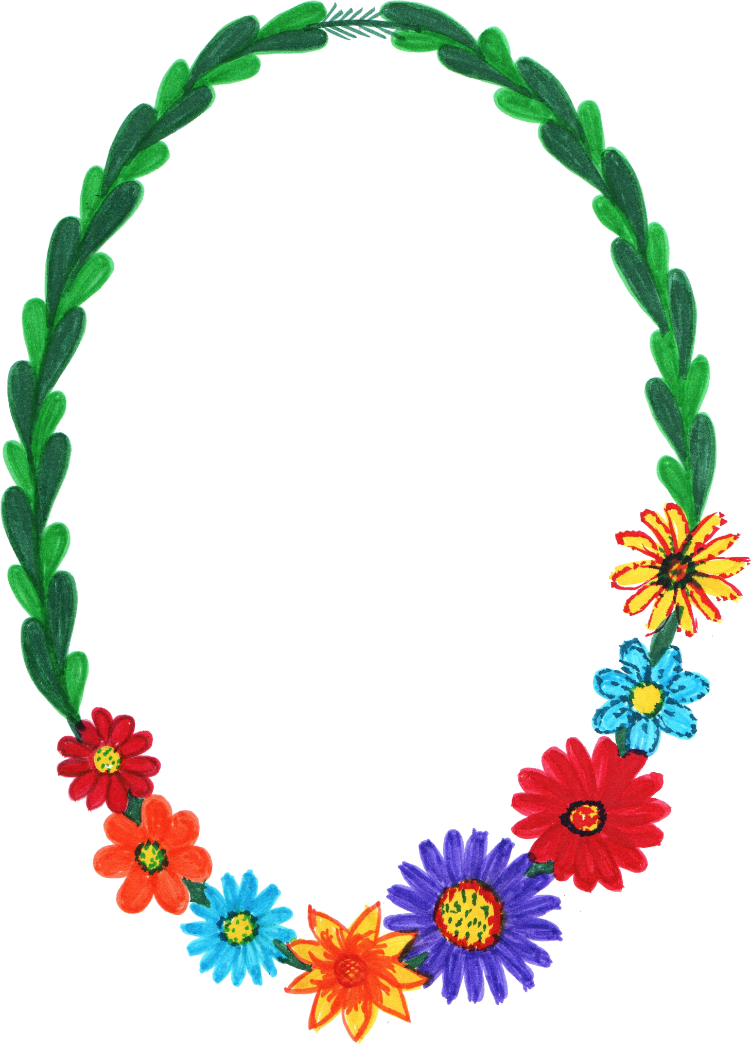 Free Download - Flower Oval Frames And Borders (1459x2035), Png Download