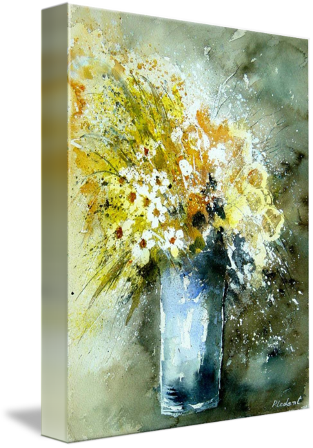 "watercolor Bunch Of Flowers" By Pol Ledent, - All My Walls Pol00106 Pol Ledent Center R (454x650), Png Download