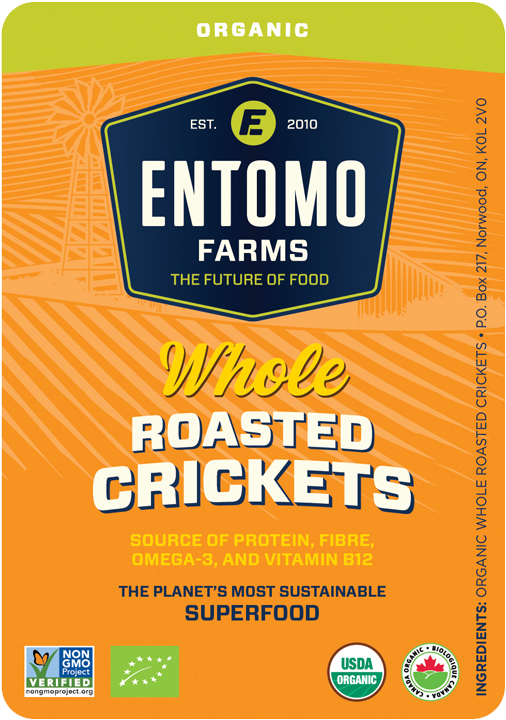 Entomo Farms, The Future Of Foods, Sustainable, Food, - 【昆虫食】【カナダ産】ロースト状のコオロギ クリケットロースト 56g(eu 米国 カナダのオーガニック認証) (603x732), Png Download