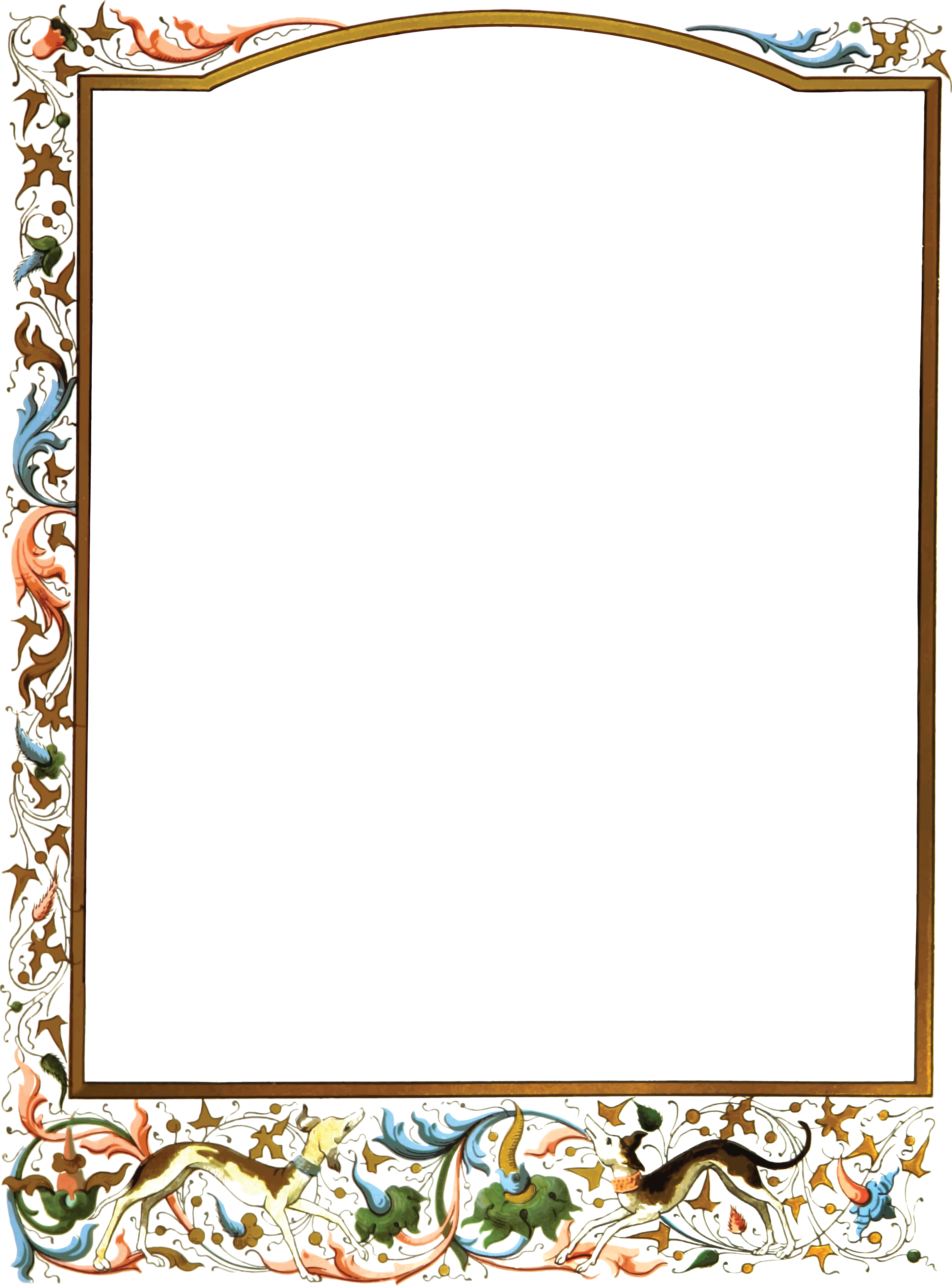 Free Clipart Of A Vintage Floral Decorative Border - Giclee Painting: Death Of Jacques D'artevelde, 24x18in. (4000x5400), Png Download