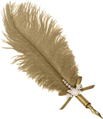Tan Feathered Pen - Pink Feather Png (354x400), Png Download