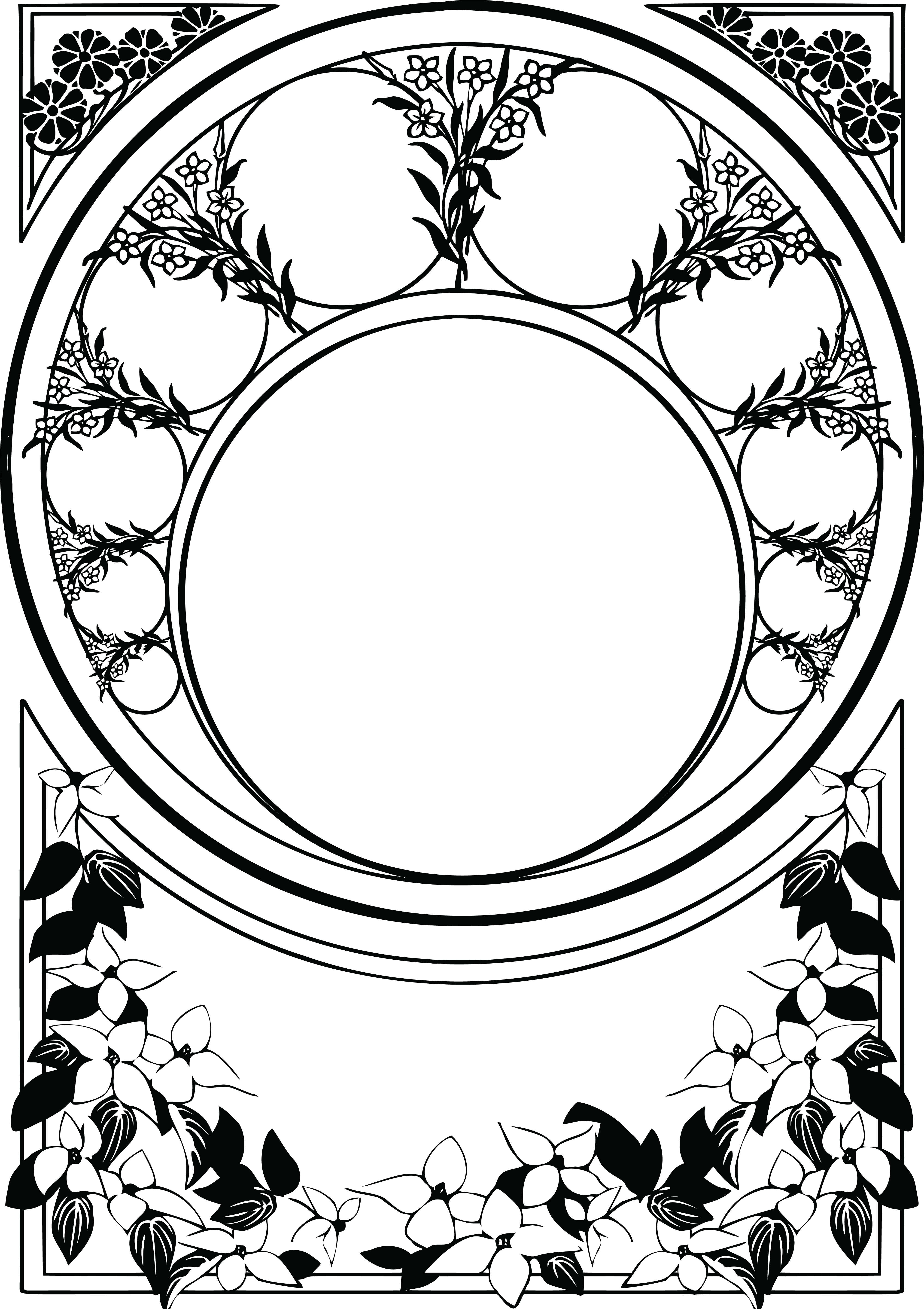 Free Clipart Of A Vintage Floral Decorative Border - Blue Wood Frame Transparent Background (4000x5665), Png Download