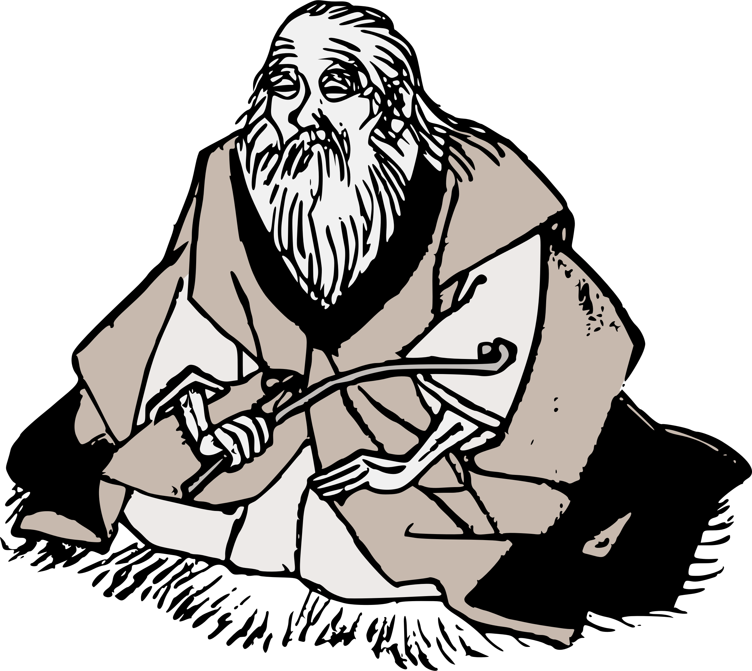Japanese Drawing Old - Wise Old Man Clipart (2400x2142), Png Download