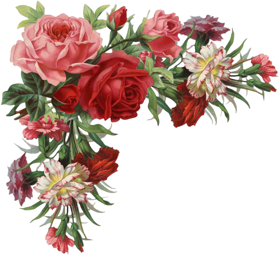 Vintage Floral Border Png (600x558), Png Download