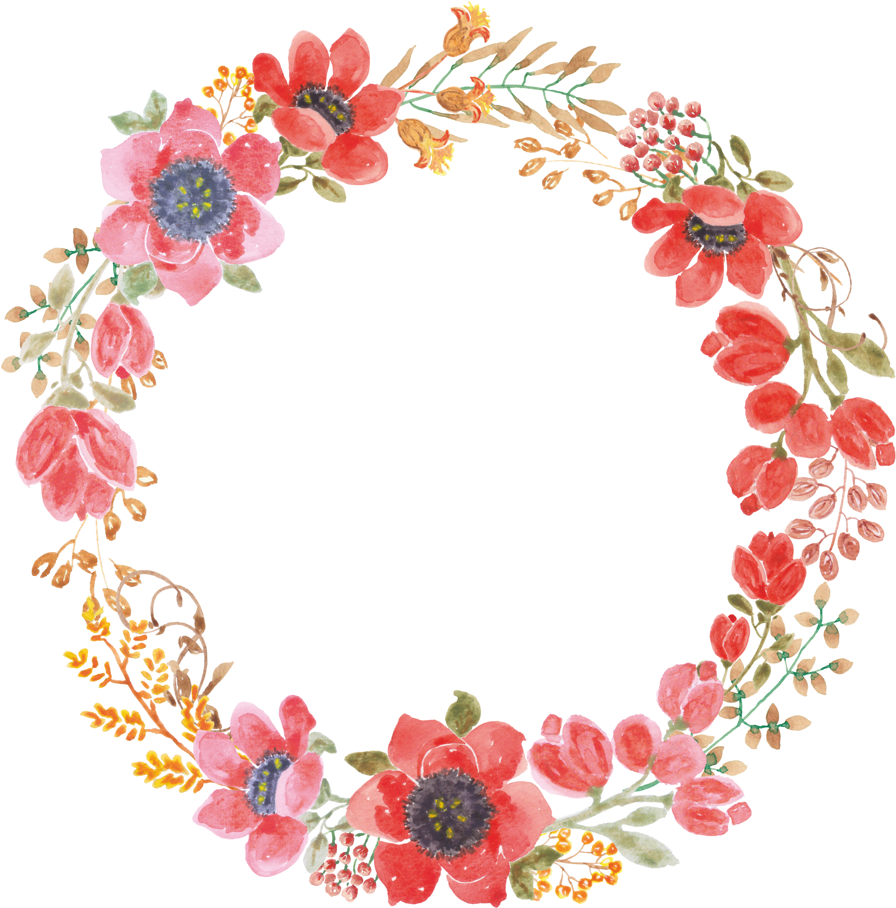 Wedding Invitation Paper Wreath Flower Garland - Garland Of Flowers Png (3000x3000), Png Download
