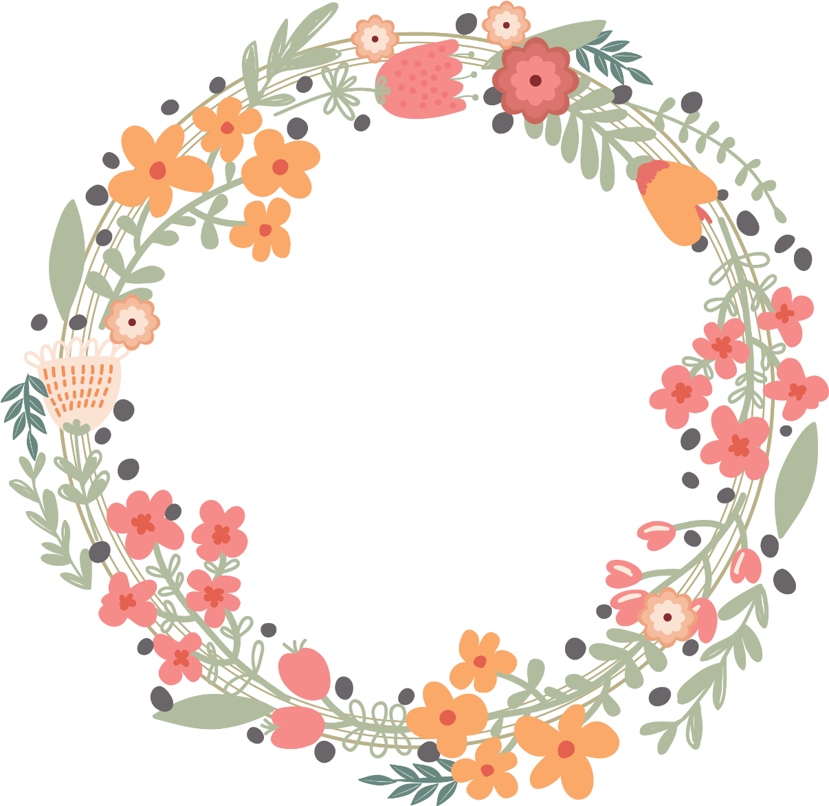 Flower Wreath - Flower Coloring Book Adult: The Beautiful (2000x2828), Png Download