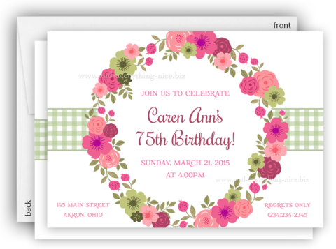 Flower Wreath Party Party Invitation • Baby Shower - Art (480x357), Png Download