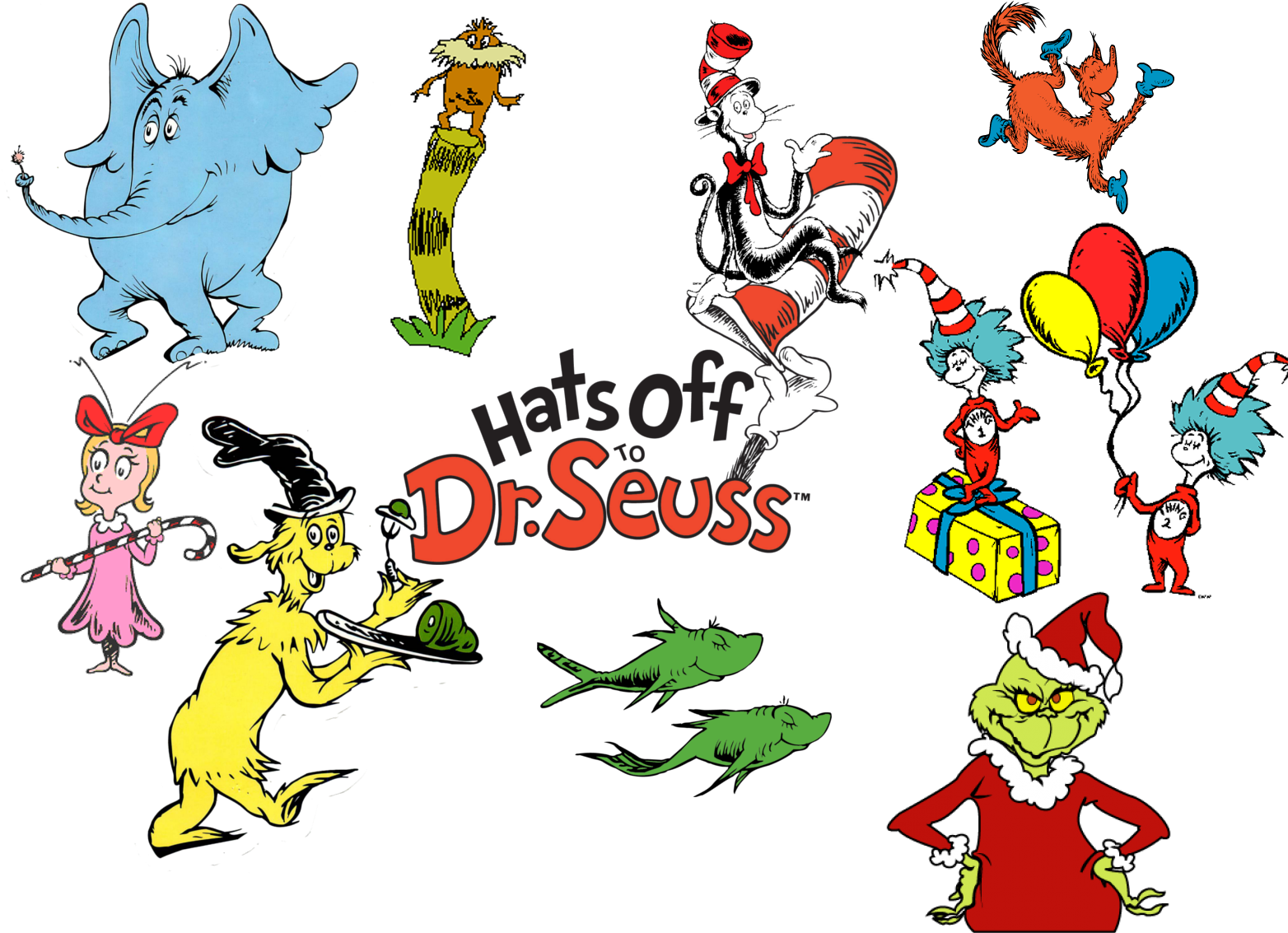 Happy Birthday, Dr - Cat In The Hat Edible Frosting Sheet Cake Topper - (1600x1200), Png Download