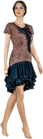 Leopard Print Frill Short Sleeves Blouse - Dress (320x480), Png Download