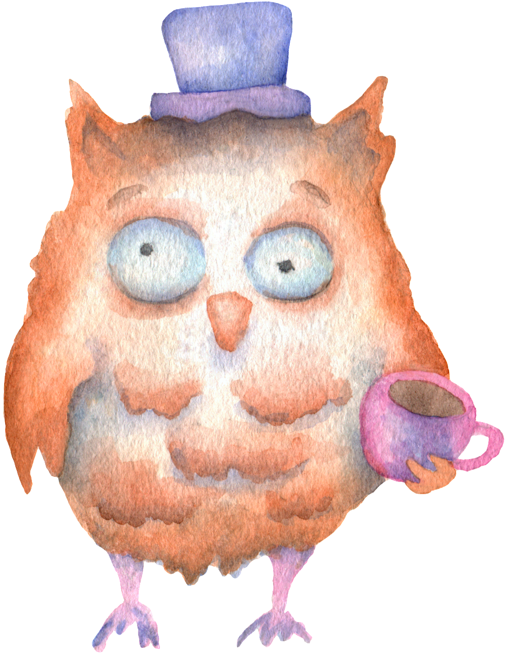 A Hand-painted Hat With A Cup Of Owl Transparent Animal - Owl (1024x1324), Png Download