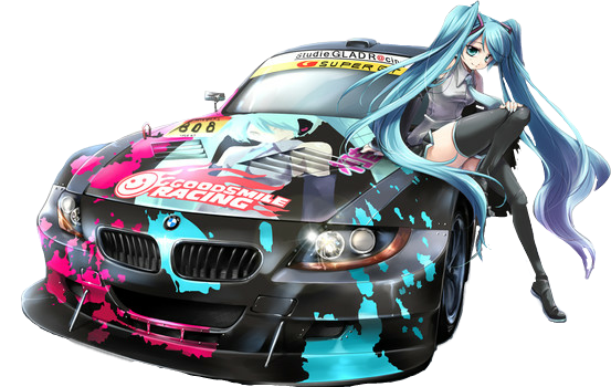 Anime Girls On Cars (553x350), Png Download