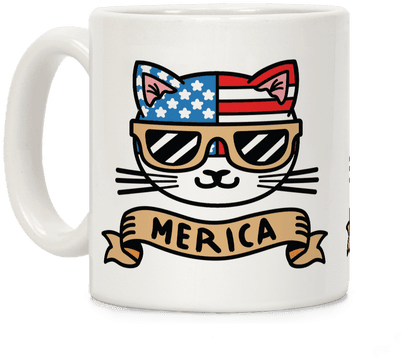 Merica Cat Coffee Mug - Cat (484x484), Png Download
