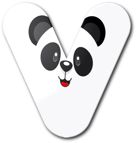 Panda Bear Face Alfabeto V - Alfabeto Panda (502x509), Png Download