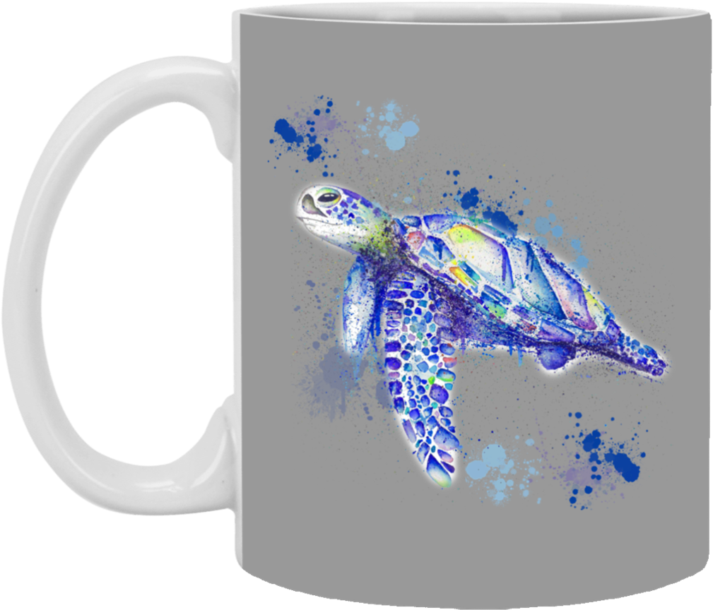 Watercolor Sea Turtle Mugs - Watercolor Painting (1024x1024), Png Download