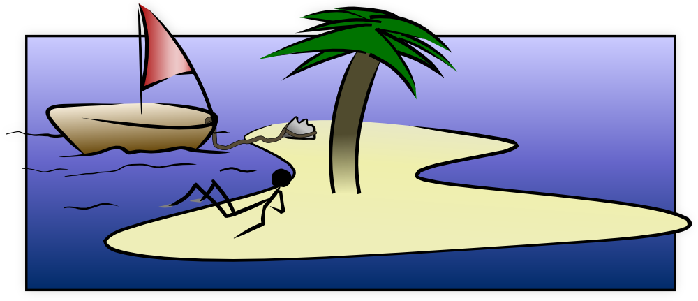 Desert Island Stick-figure - Stick Figure Desert Island (1000x431), Png Download