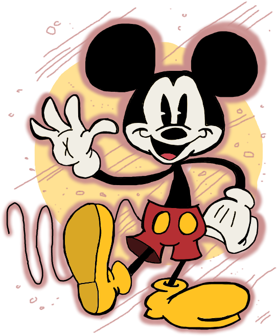 Traditional Colorful Mickey Mouse Waving With His Hand - Mickey Mouse (568x672), Png Download
