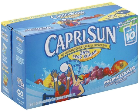 Capri Sun Fruit Punch Mixed Fruit Juice Drink Pouches - Capri Sun Pacific Cooler Juice Drink Blend - 10 Pack, (480x399), Png Download