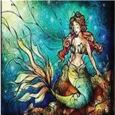 Mermaid - Stained Glass Mermaid (500x500), Png Download