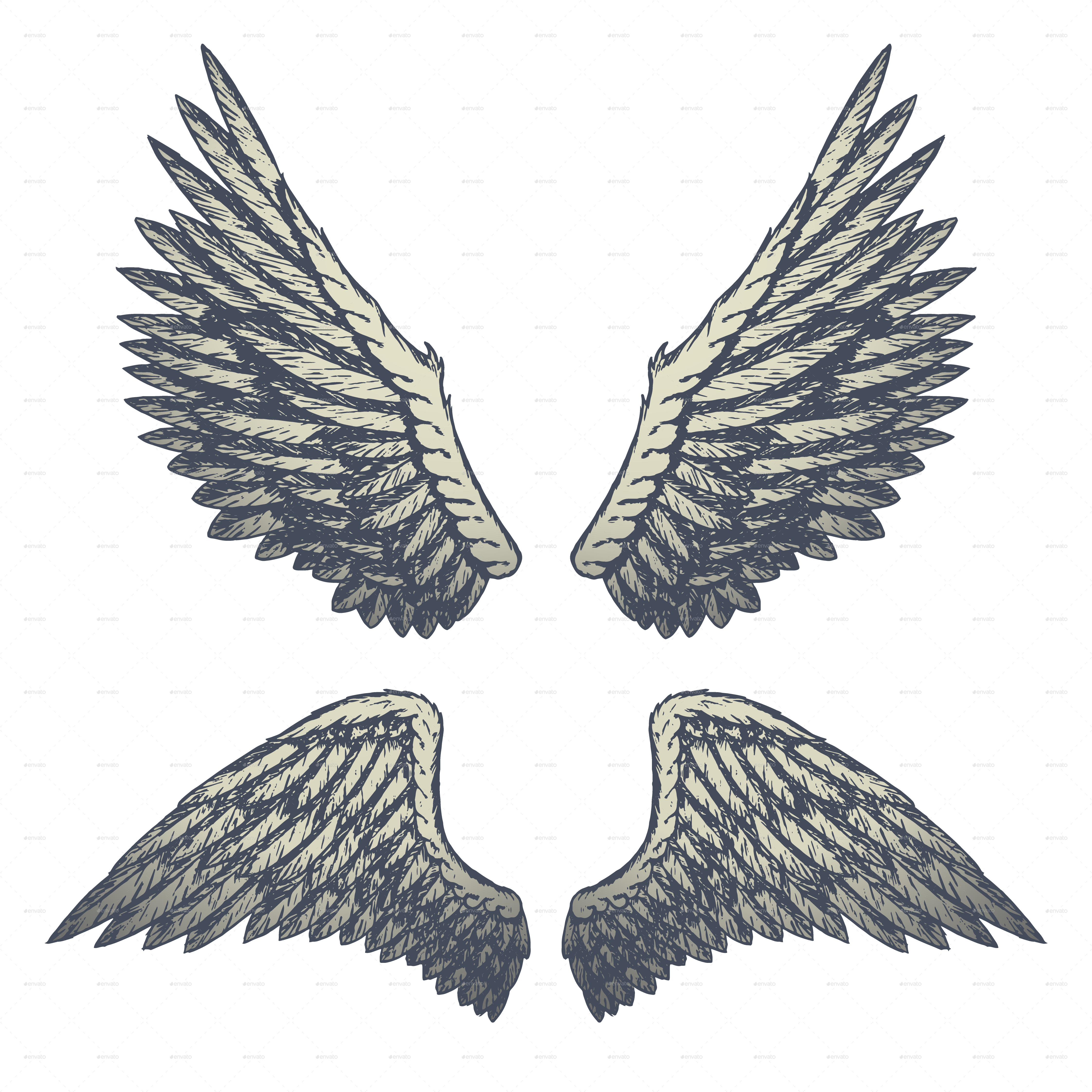 Wings Vector Cartooning (4500x4500), Png Download