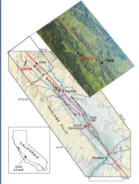 Map Of The Parkfield Segment Of The San Andreas Fault - Parkfield (508x634), Png Download