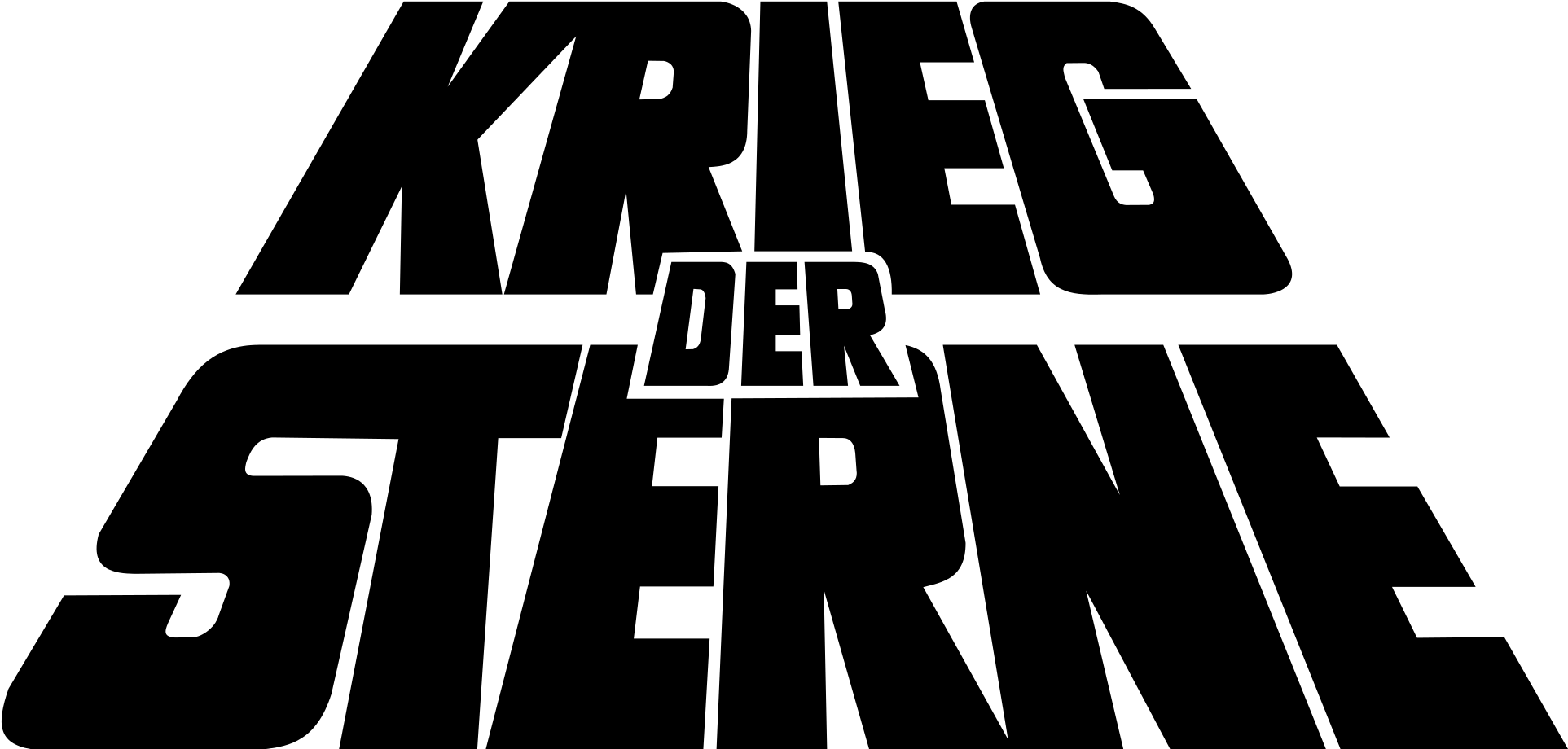 Krieg Der Sterne German Logo - Black And White Starwars (2000x1000), Png Download