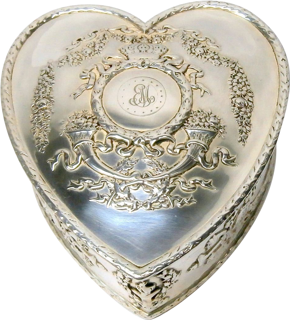 Art Nouveau Sterling Silver Garland Heart Jewelry Trinket - Jewellery (1023x1023), Png Download