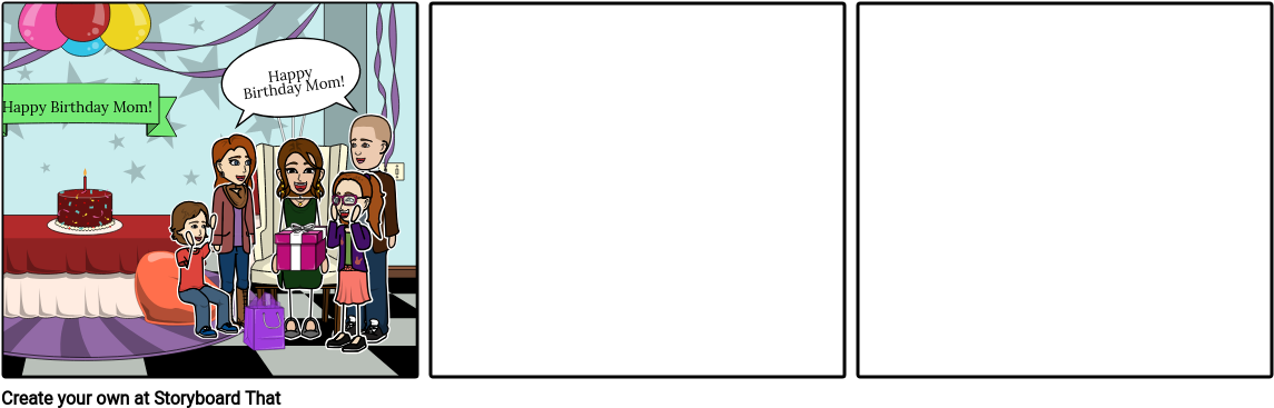 Mom's Birthday - Cartoon (1165x386), Png Download