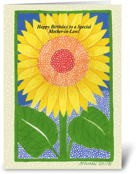 Happy Birthday Mother In Law Sunflower Greeting Card - 3drose Sunflower Sun Flower Bright Cheerful Yellow (700x792), Png Download