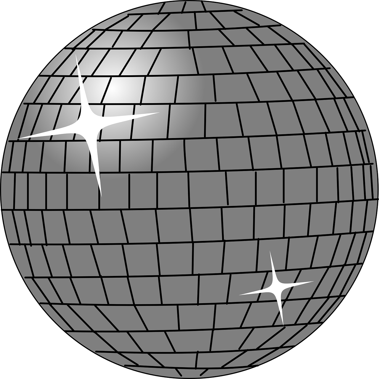 Disco Ball Art Black And White (600x600), Png Download