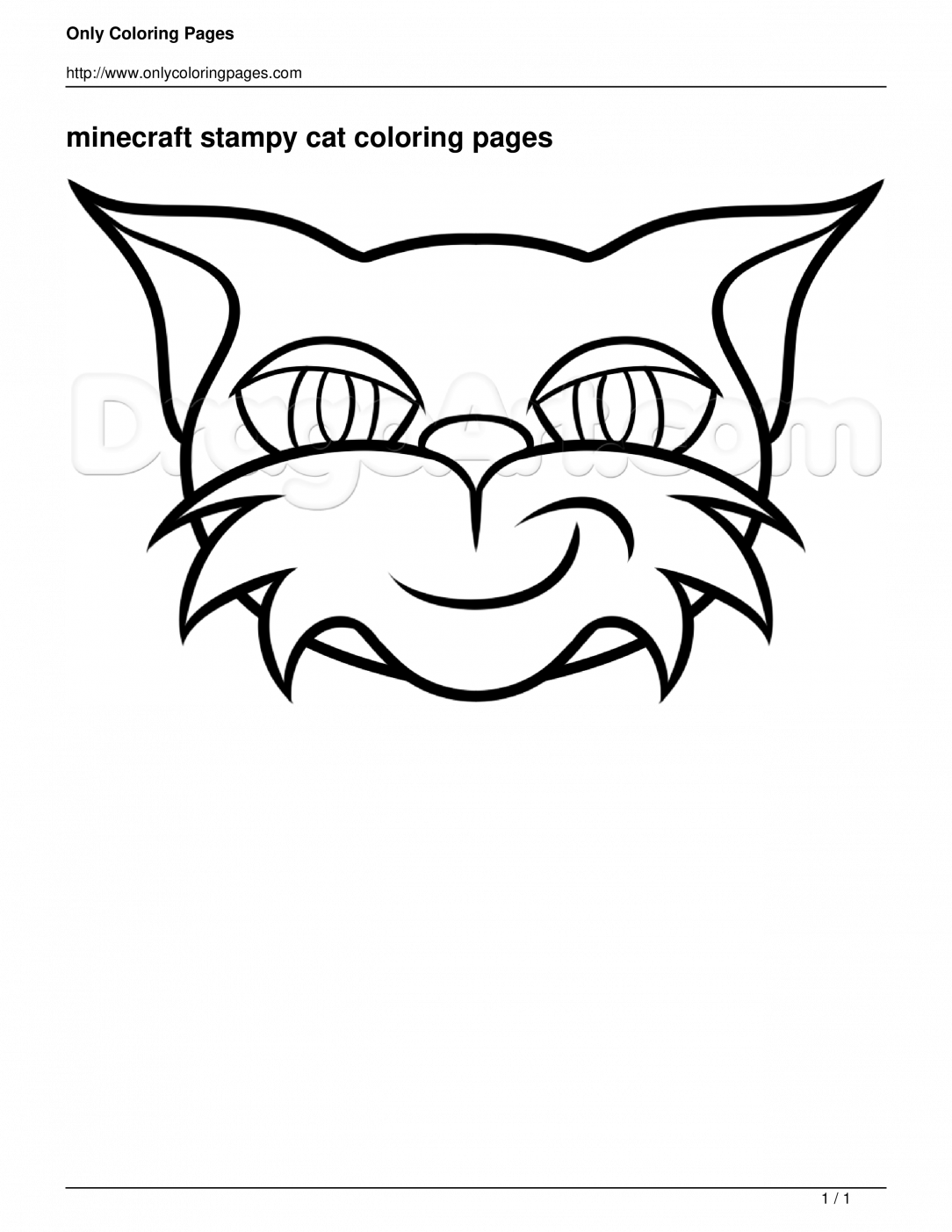 Large Size Of Hawaii State Stamp Coloring Page Stampy - Stampy Cat Coloring Sheet (1084x1403), Png Download