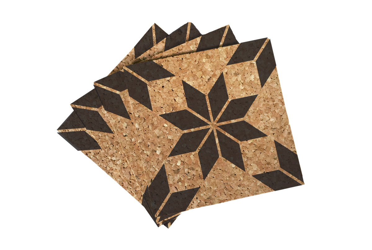 Eight-pointed Star Quilt Pattern Cork Coasters - Drink Coaster (1200x805), Png Download