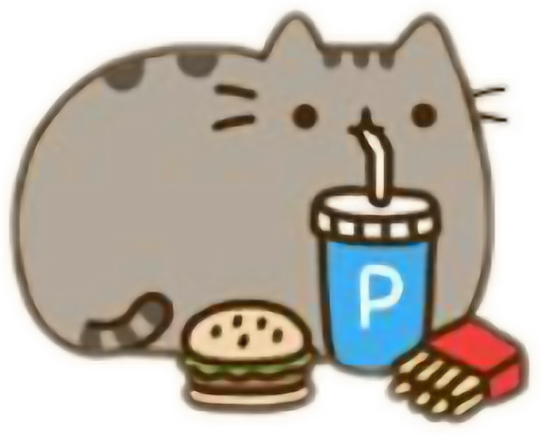 Cat Cocacola Burger Potatofree - Cartoon Cat Eating Food (788x632), Png Download