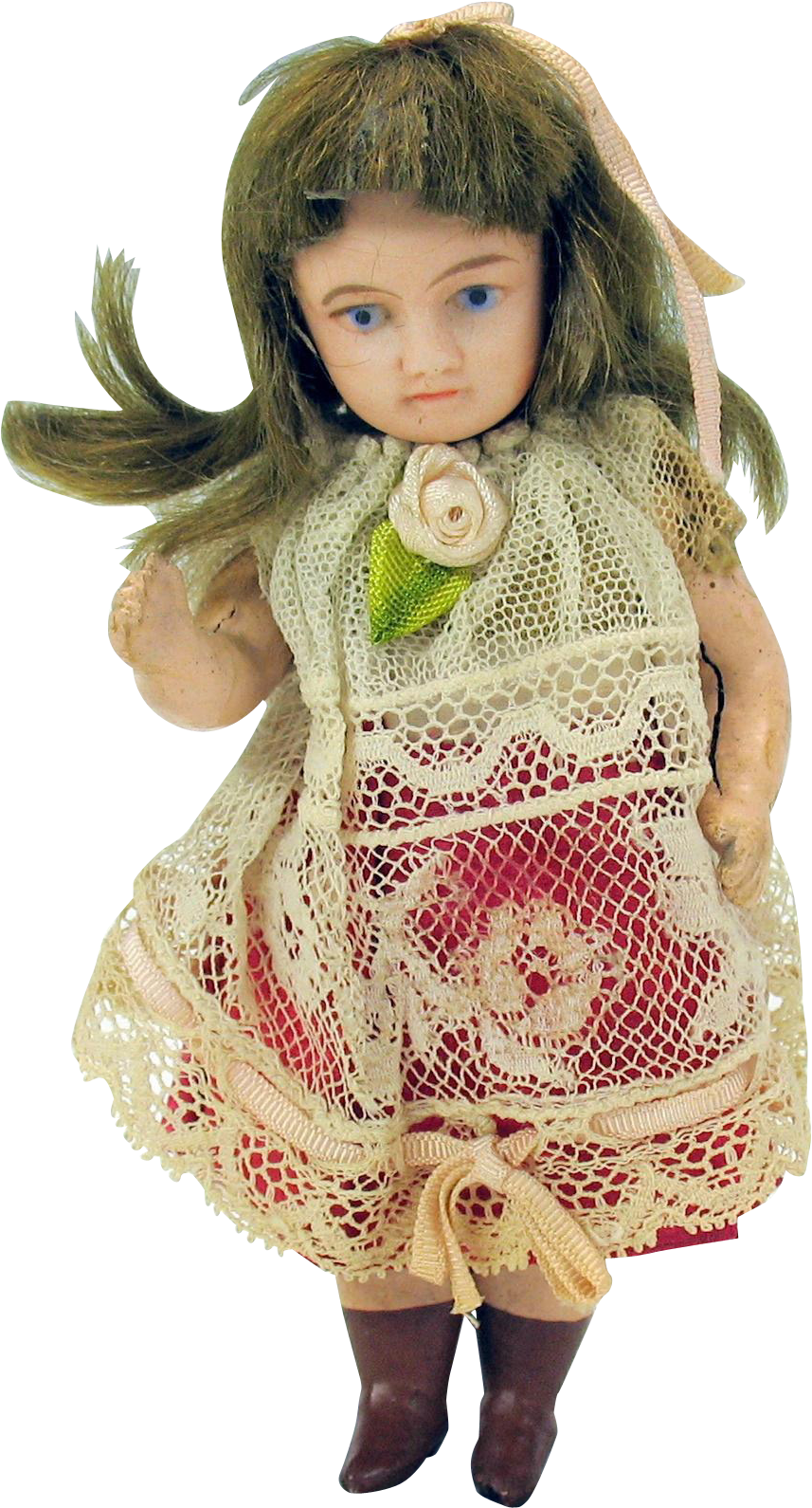 5' Antique French Bisque Sfbj Unis Miniature Doll - Doll (1589x1589), Png Download