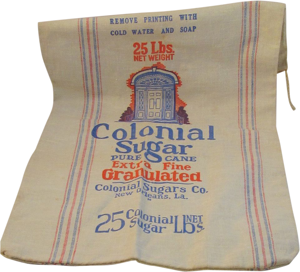 Vintage Colonial Sugar New Orleans Cotton 25 Pound - Colonial Bags Of Sugar (962x962), Png Download
