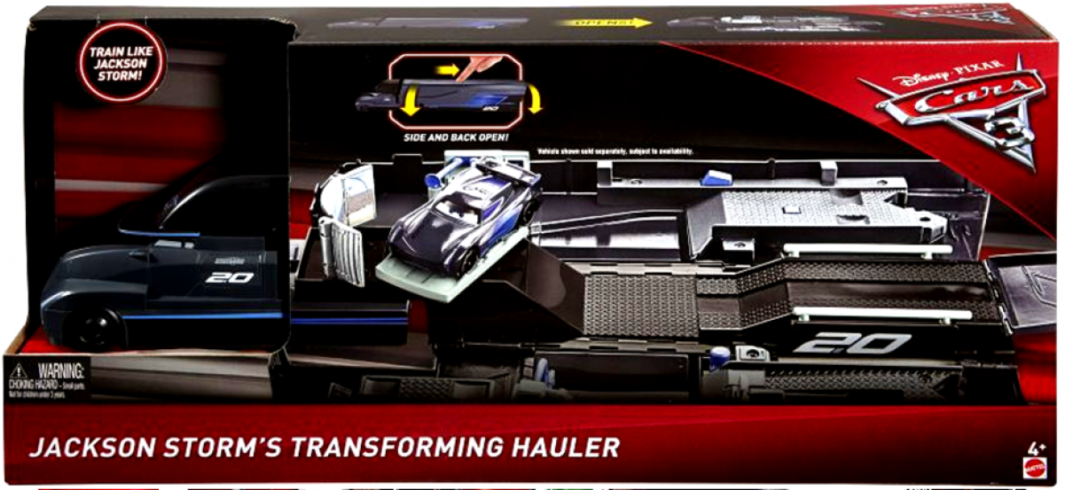 Cars 3 Νταλίκα Jackson Storm Που Ανοίγει - Cars 3 Jackson Storm Transporter Playset (1200x1200), Png Download