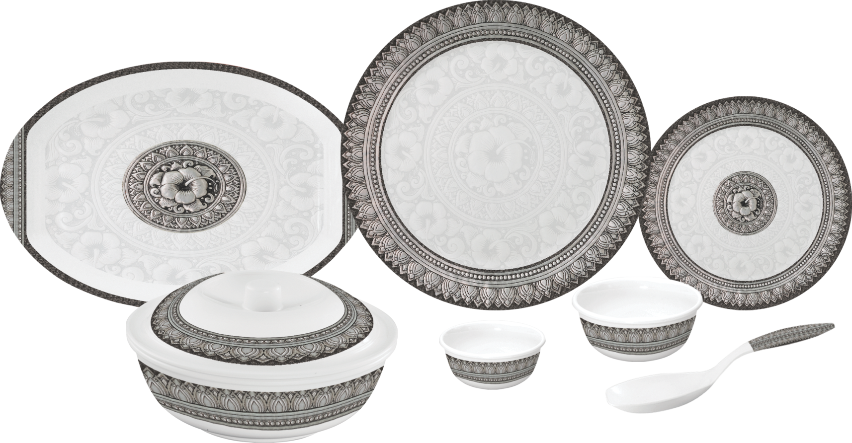 Servewell Antique Urmi Melamine Dinner Plate Set, 27cm, (1714x892), Png Download