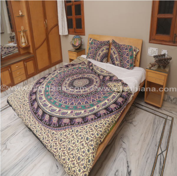 Elephant Mandala Duvet Cover - Bed Sheet (600x800), Png Download