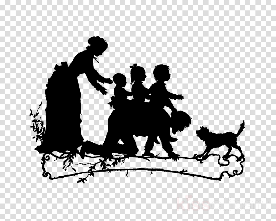 Vintage Silluetes Clipart Black And White Silhouette - Silhouette (900x720), Png Download