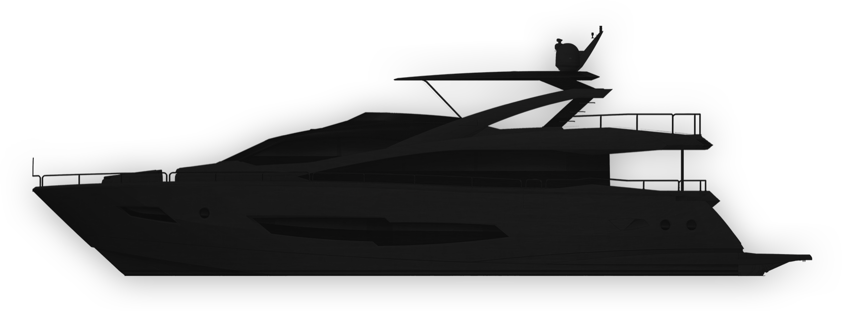 Cases Superyacht - Super Yacht Silhouette (1698x628), Png Download