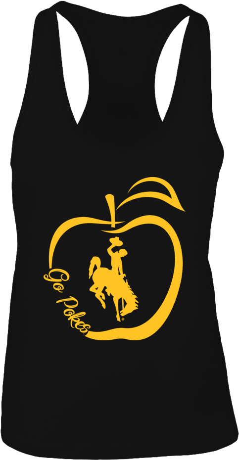 Go Pokes Apple Outline Teacher Wyoming Cowboys Shirt - Shirt (1000x1000), Png Download