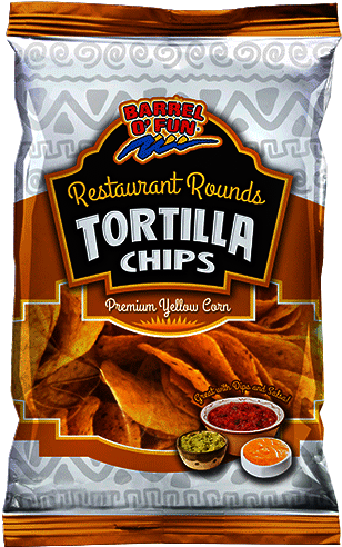 Barrel O Fun Deli Tostada Tortilla Chips - Barrel O' Fun Mini Rounds Tortilla Chips, 10 Oz (400x546), Png Download