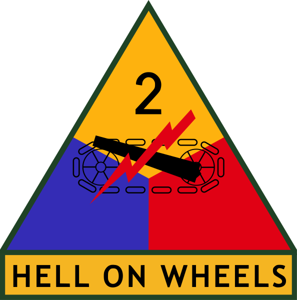 2nd Armored Division Hell On Wheels, Us Army - 4th Armored Division Logo (594x600), Png Download