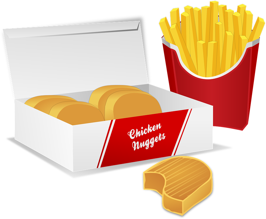 Chicken Nuggets Potato Chips French Fries - Happy National Fried Chicken Day 2018 (415x340), Png Download